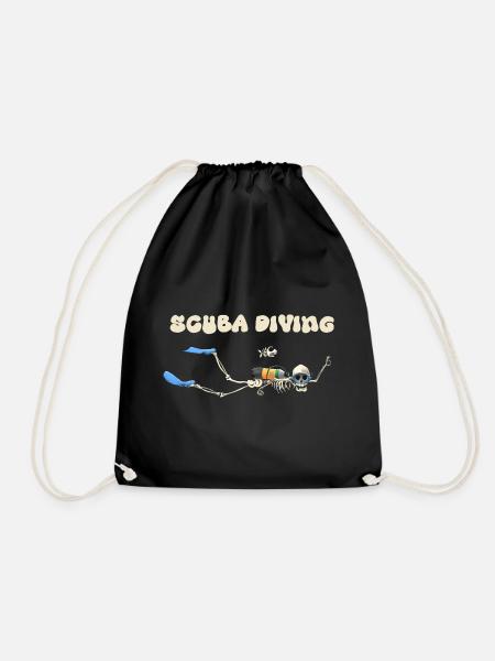 skeleton diver - Drawstring Bag - black