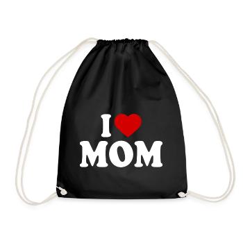 I love mom - Drawstring Bag - black - Front