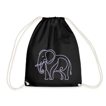 Elephant Line Art - Drawstring Bag - black - Front