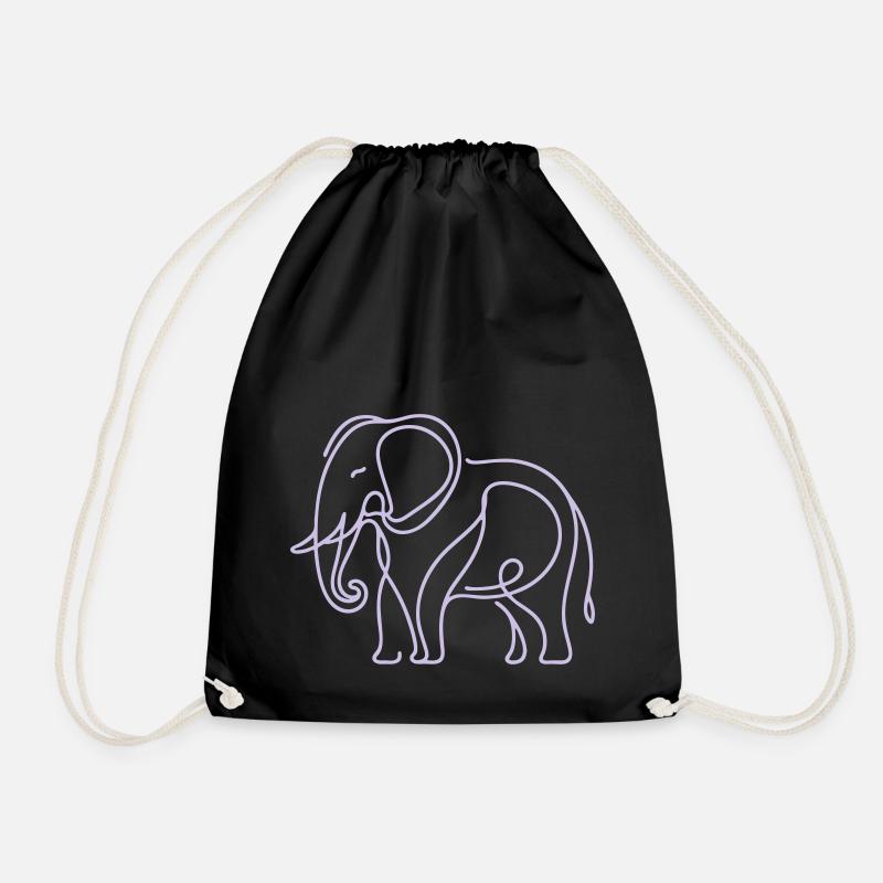 Dessin au trait d’éléphant - Sac de sport léger - noir