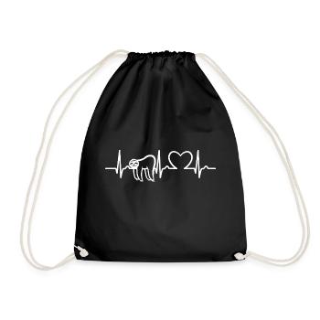 Sloth ECG Curve - Heart Curve - Pulse - Drawstring Bag - black - Front