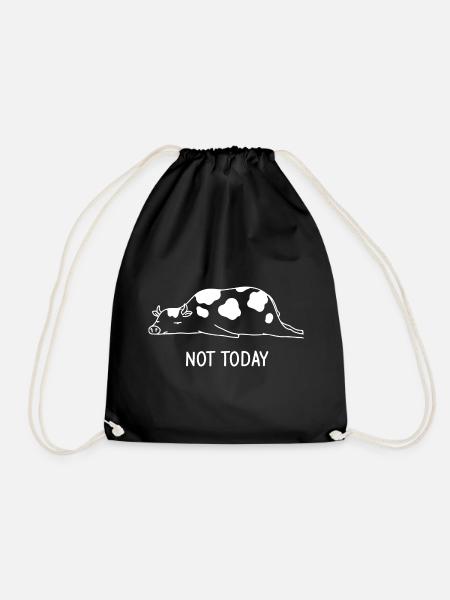 Not Today Cow Design - Drawstring Bag - black