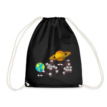 Saturn und Erde mit ihren Monden - Turnbeutel - Schwarz - Vorne