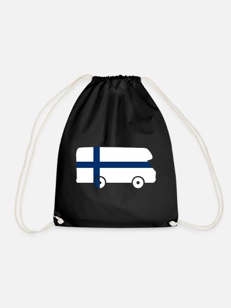 Wohnmobil Finnland Reise Urlaub Camper Aufkleber - Turnbeutel - Schwarz