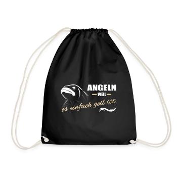 Angeln Retro - Weil es einfach geil ist - Turnbeutel - Schwarz - Vorne