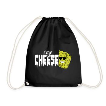 Say Cheese cool cheese please smile - Drawstring Bag - black - Front