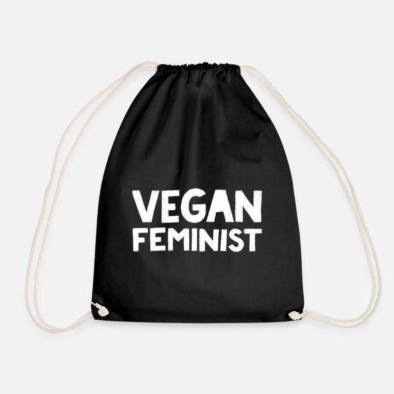 Vegan Feminist - Drawstring Bag - black