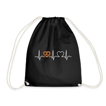 ECG Curve - Heart Curve - Pulse - Food - Pretzel - Drawstring Bag - black - Front