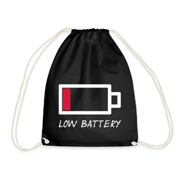 low battery - low battery exhausted vector - Drawstring Bag - black - Front