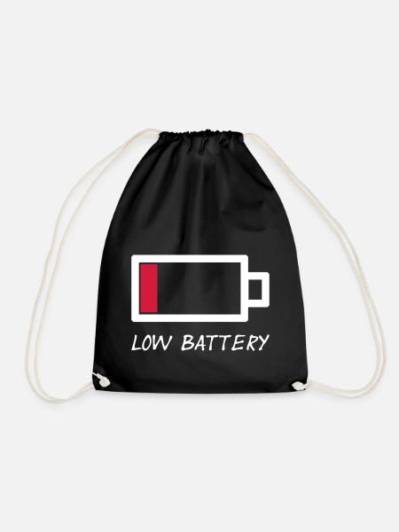 low battery - low battery exhausted vector - Drawstring Bag - black