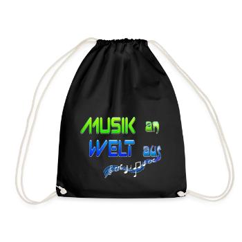 Musik an. Welt aus. Music is life. I love music. - Turnbeutel - Schwarz - Vorne