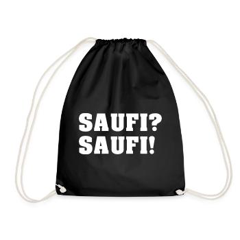 Saufen Lustiger Sauf Bier Spruch Party Geschenk - Turnbeutel - Schwarz - Vorne