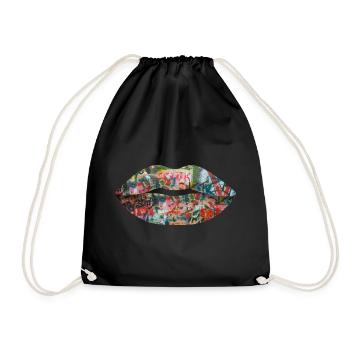 Graffiti lips - Drawstring Bag - black - Front