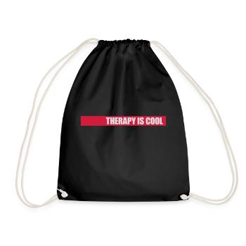 therapy is cool Quote - Drawstring Bag - black - Front