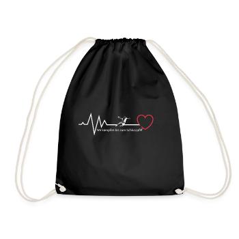Heartbeat Handball T-Shirt mit Spruch - Turnbeutel - Schwarz - Vorne