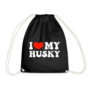 I Love My Husky - Turnbeutel - Schwarz - Vorne