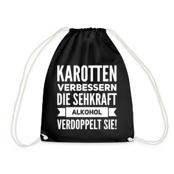 Alkohol Verdoppelt Die Sehkraft Lustiger Spruch - Turnbeutel - Schwarz - Vorne