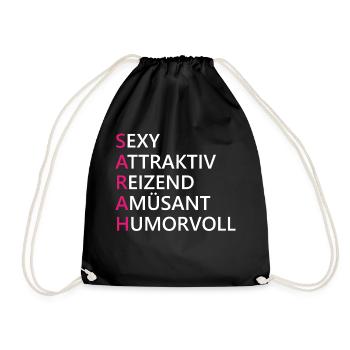 Sarah Name Geschenk - Turnbeutel - Schwarz - Vorne