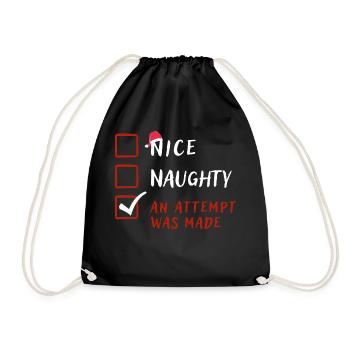 Naughty Nice Attempt Was Made,Funny Christmas Gift - Drawstring Bag - black - Front