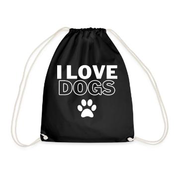 J’aime les chiens J’aime les chiens chien personne - Sac de sport léger - noir - Devant