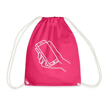 Smartphone Hand - Drawstring Bag - fuchsia - Front