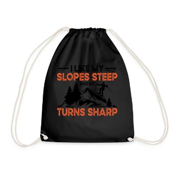 Skiing Slopes Steep Ski Winter Skis - Drawstring Bag - black - Front