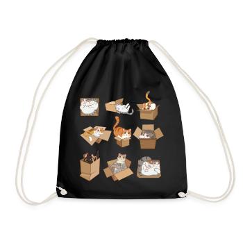 Cats in Boxes - Drawstring Bag - black - Front