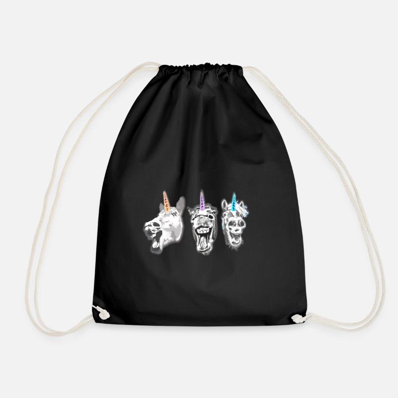 Laughing Unicorns - Drawstring Bag - black