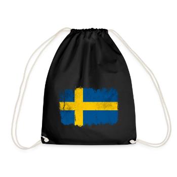 Schwedische Flagge - Turnbeutel - Schwarz - Vorne