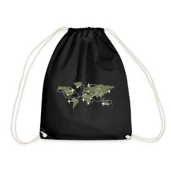World map air traffic controller ATC flying - Drawstring Bag - black - Front