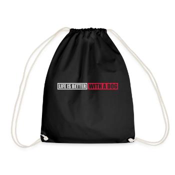 better with a dog - Drawstring Bag - black - Front