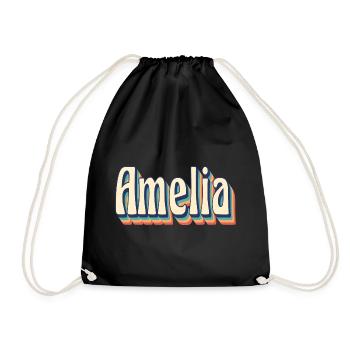 Amelia t-shirt retro vintage t-shirt gift idea - Drawstring Bag - black - Front