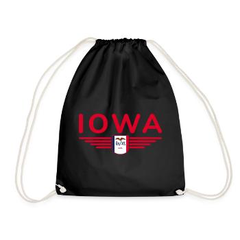 Iowa Fan T-Shirt – Your State! - Drawstring Bag - black - Front