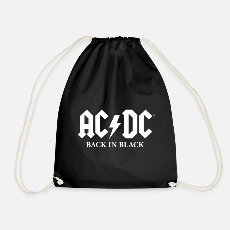 AC/DC Back In Black Album White Logo - Drawstring Bag - black