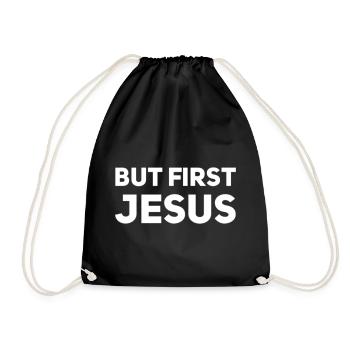 But First Jesus - Drawstring Bag - black - Front