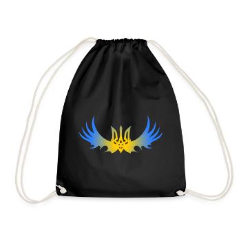 Ukraine Ukrainian coat of arms tribal support - Drawstring Bag - black - Front