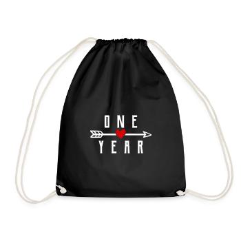 1 Year First Wedding Anniversary Relationship - Drawstring Bag - black - Front
