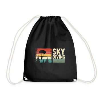 Skydiving Vintage Retro Sunset - Drawstring Bag - black - Front
