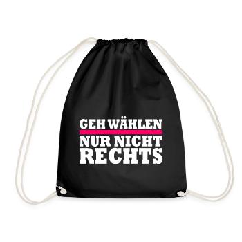 GEH WÄHLEN - Turnbeutel - Schwarz - Vorne