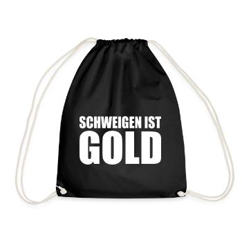 schweigen ist gold - Turnbeutel - Schwarz - Vorne