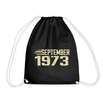September 1973 Vintage Gift Idea September 1973 - Drawstring Bag - black - Front