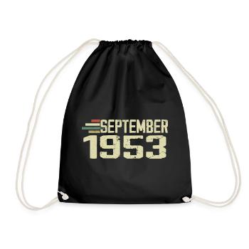 September 1953 Vintage Geschenkidee September 1953 - Turnbeutel - Schwarz - Vorne