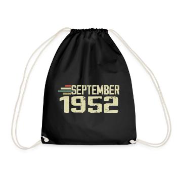 September 1952 Vintage Geschenkidee September 1952 - Turnbeutel - Schwarz - Vorne