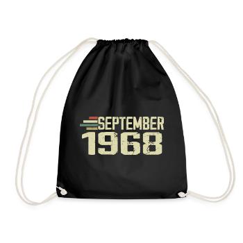 September 1968 Vintage Geschenkidee September 1968 - Turnbeutel - Schwarz - Vorne