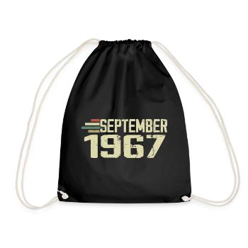 September 1967 Vintage Gift Idea September 1967 - Drawstring Bag - black - Front