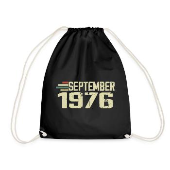 September 1976 Vintage Geschenkidee September 1976 - Turnbeutel - Schwarz - Vorne
