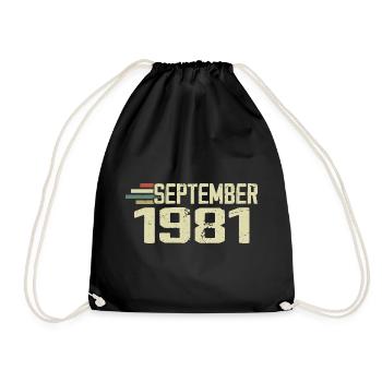 September 1981 Vintage Geschenkidee September 1981 - Turnbeutel - Schwarz - Vorne