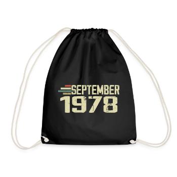 September 1978 Vintage Gift Idea September 1978 - Drawstring Bag - black - Front