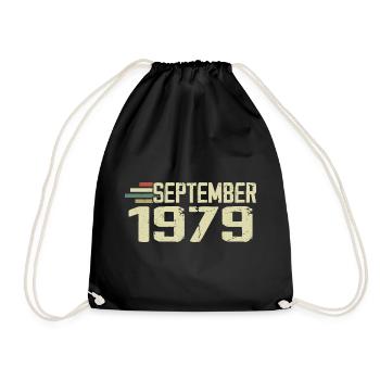 September 1979 Vintage Gift Idea September 1979 - Drawstring Bag - black - Front