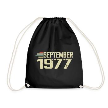 September 1977 Vintage Geschenkidee September 1977 - Turnbeutel - Schwarz - Vorne